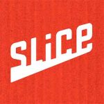 The logo for slice on a red background.